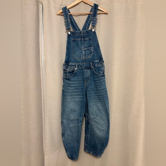 Free People Pants - NWOT We The Free / FP Good Luck Barrel Overalls in Ultra Light Beam - XS Short